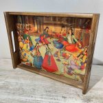 سینی چوبی مستطیل سایز 26 در 35 سانتیمتر طرح بزم ایرانی کد 001 - Image 2
