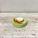 جاشمعی گرد سرامیک دستساز طرح پرنده رنگ سبز