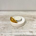 جاشمعی گرد سرامیک دستساز طرح پرنده رنگ سفید