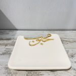 دیس پذیرایی / شیرینی خوری مربع سرامیکی دستساز نستعلیق طرح محبوب