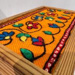 جعبه چوبی مربع 12 در 22 سانتیمتر پته دوزی دستساز طرح ایرانی کد 001 - Image 3