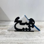 جا دستمال کاغذی فلزی خطاطی طرح هیچ رنگ مشکی