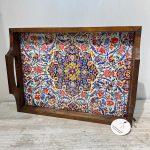 سینی چوبی مستطیل سایز 26 در 35 سانتیمتر طرح کاشیکاری کد 017 - Image 2