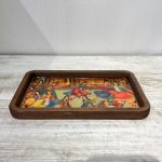 سینی چوبی مستطیل سایز 23 در 13 سانتیمتر طرح بزم ایرانی کد 018