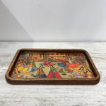 سینی چوبی مستطیل سایز 28 در 18 سانتیمتر طرح بزم ایرانی کد 025
