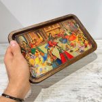سینی چوبی مستطیل سایز 28 در 18 سانتیمتر طرح بزم ایرانی کد 025 - Image 2