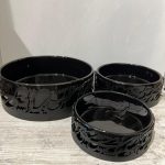 شکلات خوری / آجیل خوری / میوه خوری سرامیکی ترکیب با فلز دستساز رنگ مشکی نوشته مشکی مات