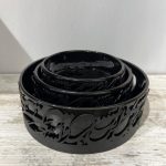 شکلات خوری / آجیل خوری / میوه خوری سرامیکی ترکیب با فلز دستساز رنگ مشکی نوشته مشکی مات - Image 2