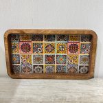 سینی چوبی مستطیل سایز 23 در 13 سانتیمتر طرح ایرانی کد 025 - Image 2