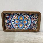 سینی چوبی مستطیل سایز 23 در 13 سانتیمتر طرح کاشیکاری کد 029 - Image 2